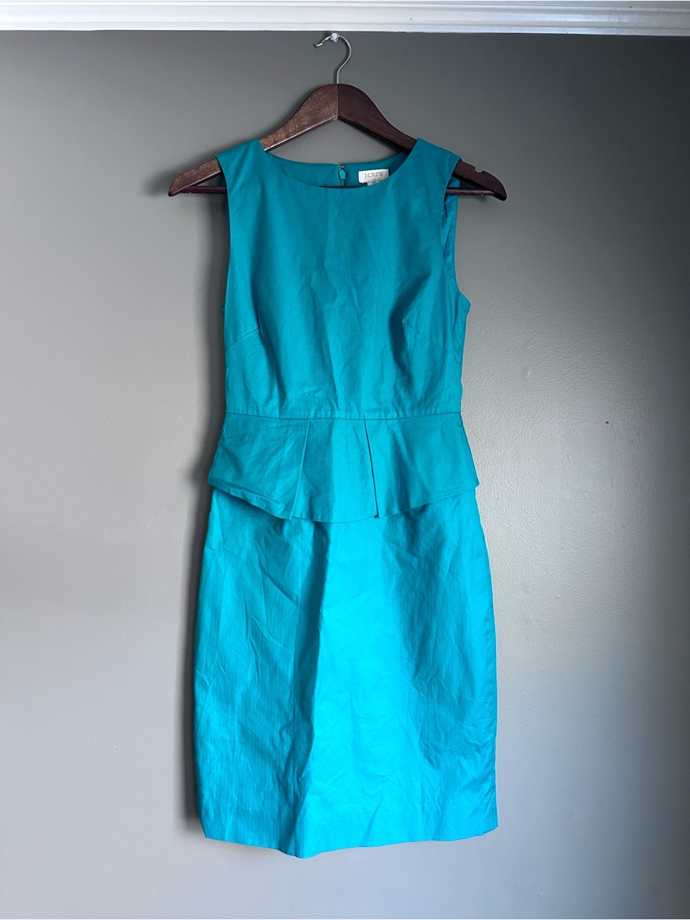 J.Crew Structured Sleeveless Peplum Midi Dress- Green - Size 00